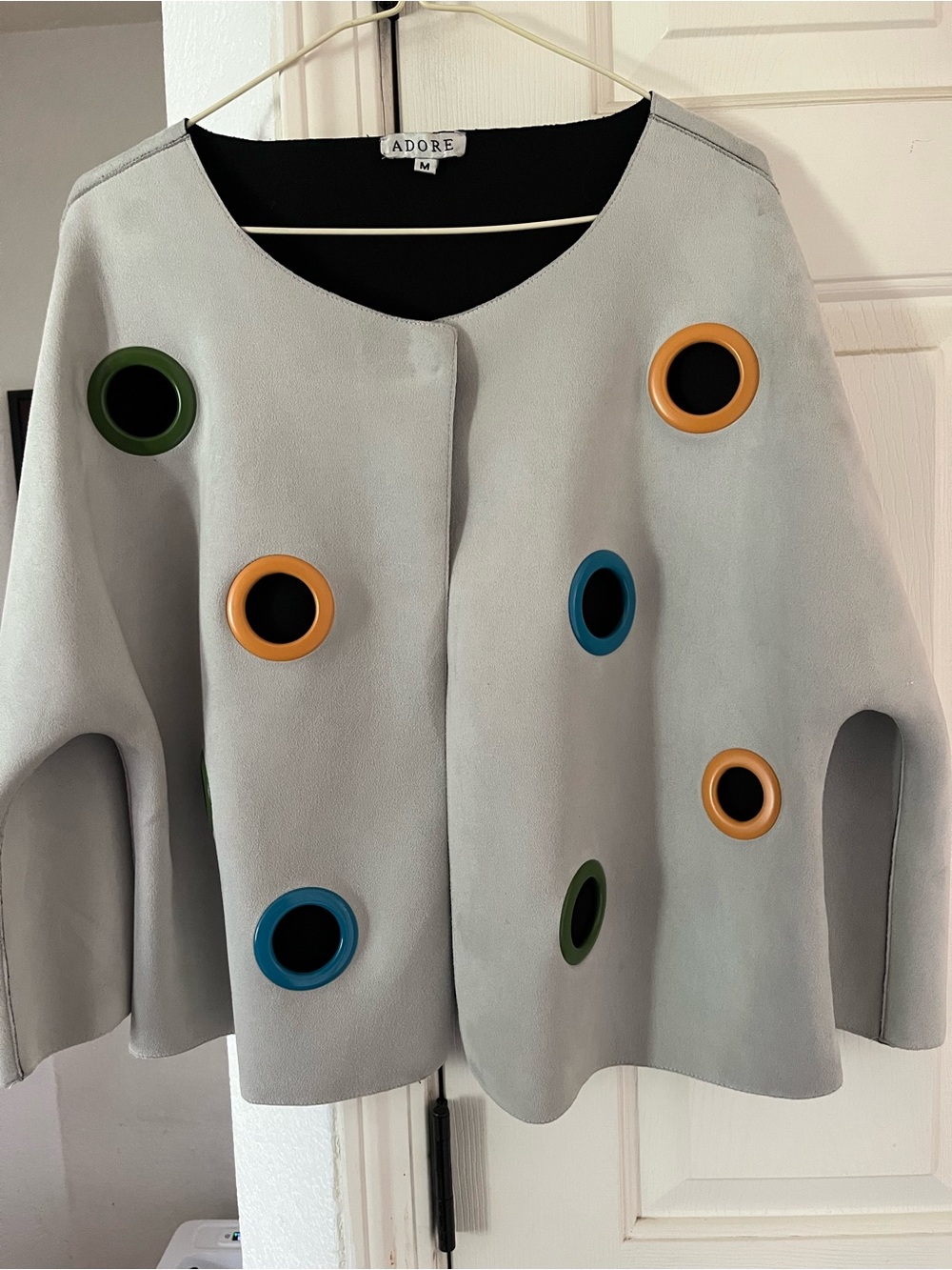 Adore Light Gray Jacket with Colorful Grommet Details